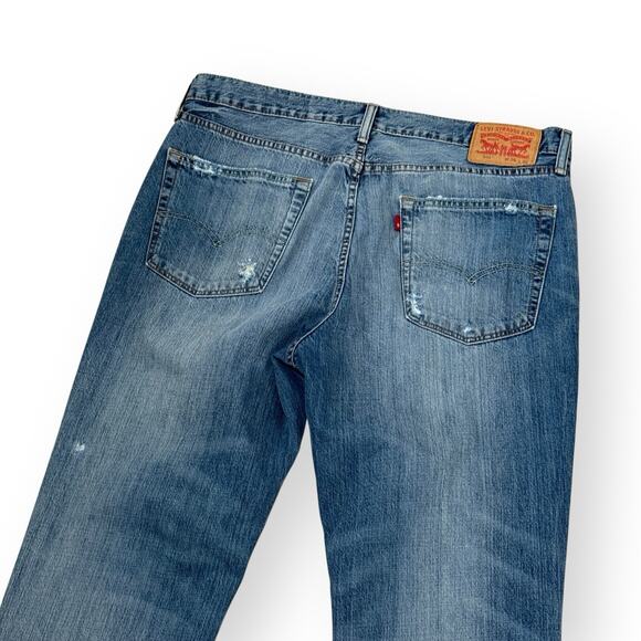 Levis 541 Athletic Fit Distressed Jeans Mens 36x32 Blue Medium Wash 100% Cotton - Picture 6 of 11